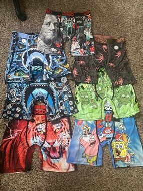 PSD Men's Multicolor Graphic Boxer Briefs - Blue, Green, Red, Black, Gray, Pink